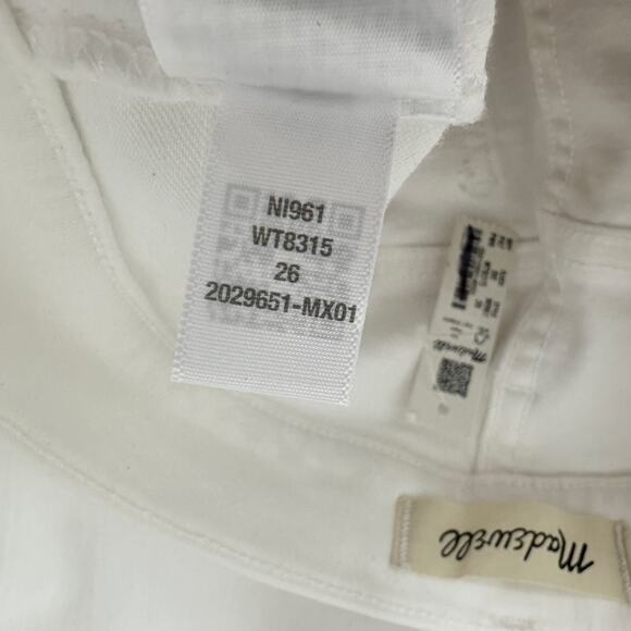 Madewell Kick Out Crop Jeans Pure White Stretch Mid Rise Flare NI961 US 26 NWT - Picture 12 of 13